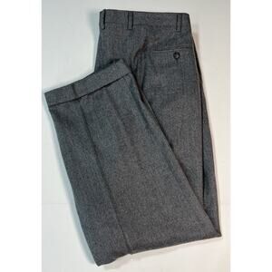 Luciano Barbera Pleated Cuffed Grey Wool Men’s Dress Pants 40x30 Italy